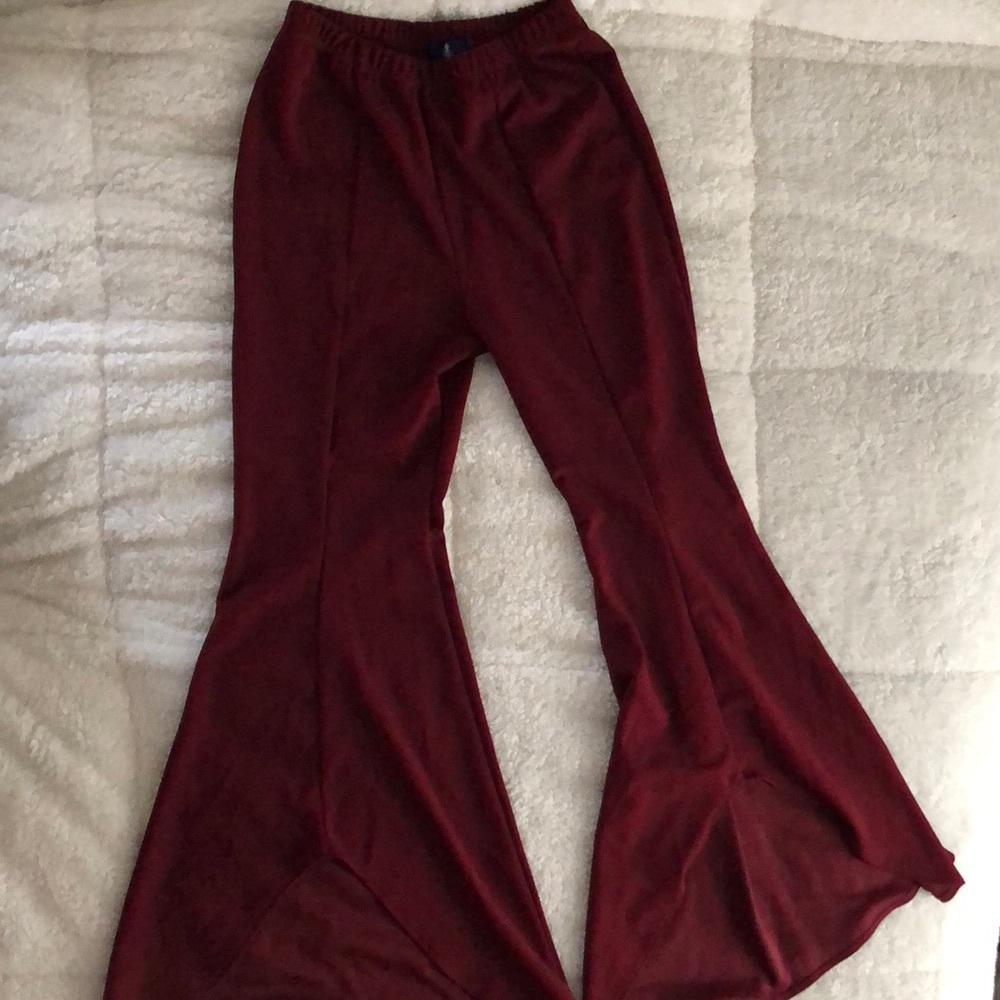 Burgundy flare pants